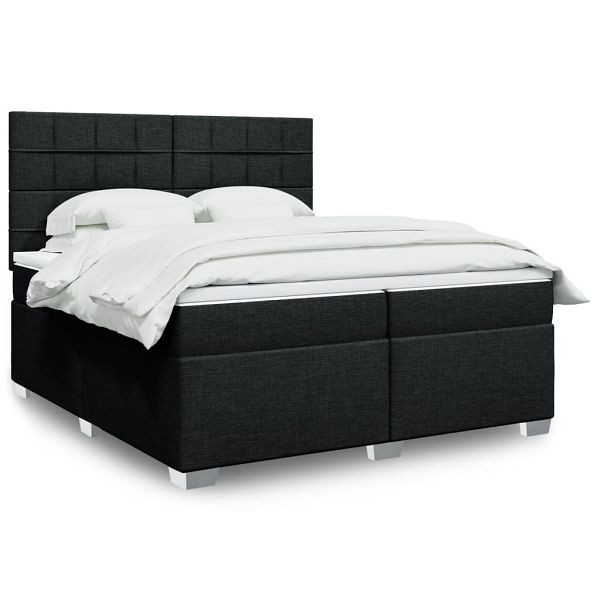 vidaXL Boxspringbett mit Matratze Schwarz 200x200 cm Stoff, 3290597