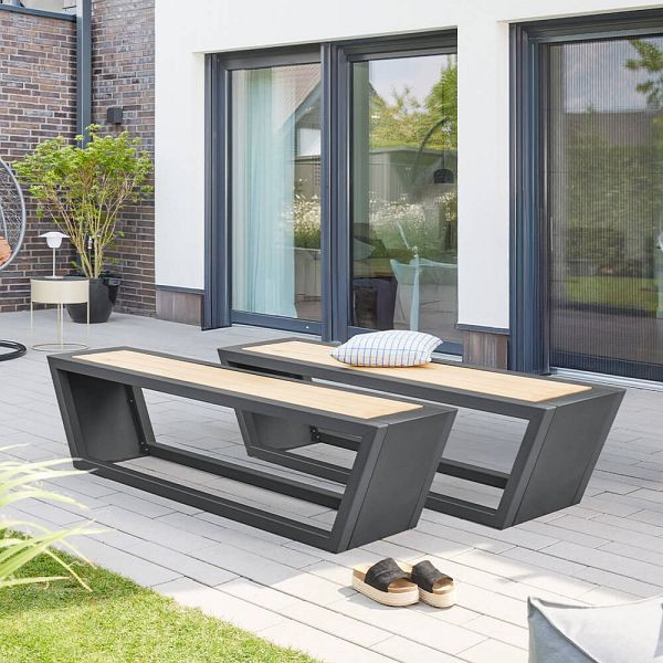 HOME DELUXE Sitzgarnitur aus Stahl KOBON Anthrazit, 2 x Bank, 73253