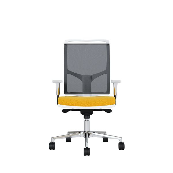 Bisley Bürodrehstuhl Zed, Weißes Kunststoff, Höhenverstellbare Armlehnen, Fußkreuz und Armlehnen aus Aluminium, NE0053 gelb, ZEDALLWNE0053