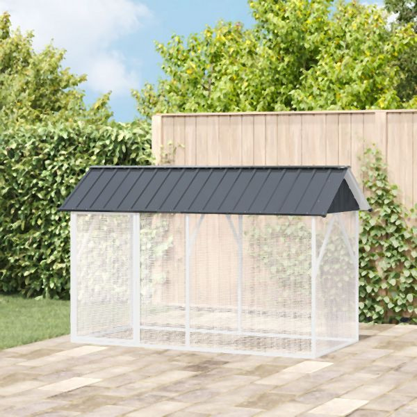 vidaXL Vogelvoliere Anthrazit 112x227x141 cm Stahl, 4100924
