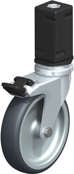 Blickle LRA-TPA 100G-FI-EV07 Apparate-Lenkrolle mit Expander & Feststeller, Thermoplastisches Gummi-Elastomer, Grau, 856288