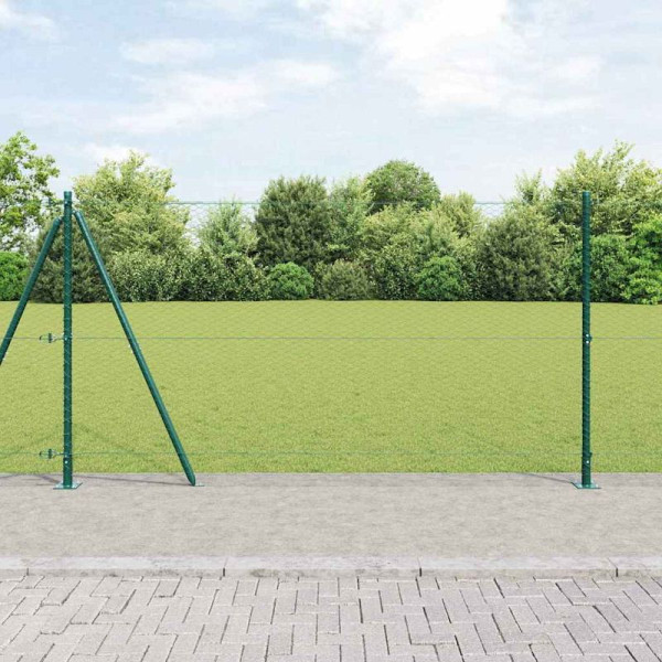 vidaXL Zaun mit Pfosten Grün 1.2 x 100 m PVC-beschichteter Stahl, 3353593
