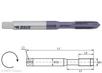 BAER HSSE-TiAlN Gewindebohrer Form B - UNF No. 6 x 40 - DIN 371 Edelstahl, 150405004