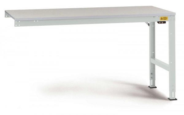 Manuflex ESD-Arbeitstisch UNIVERSAL Standard Anbautisch mit Kautschukplatte, BxTxH = 1000 x 600 x 760-870 mm, Lichtgrau, LU6003.7035