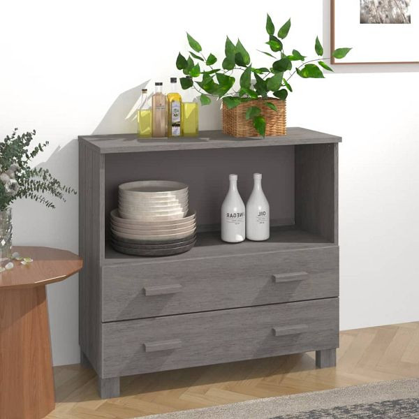 vidaXL Sideboard HAMAR Hellgrau 85x35x80 cm Massivholz Kiefer, 340499