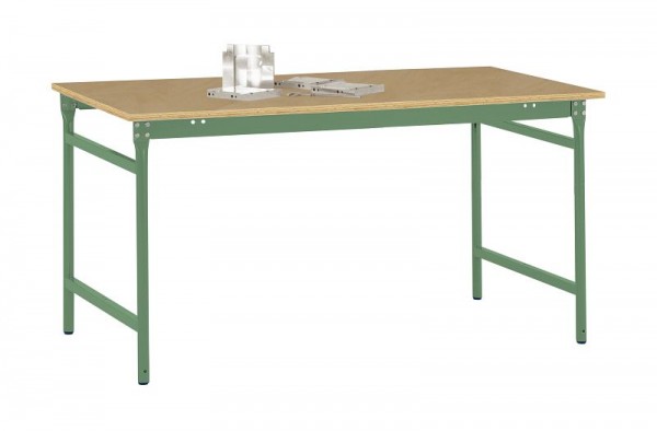 Manuflex Beistelltisch BASIS stationär mit Multiplex-Tischplatte in Resedagrün RAL 6011, BxTxH: 1500 x 800 x 780 mm, Resedagrün, BB3065.6011