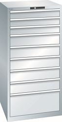 LISTA Schubladenschrank 36x36E (BxTxH) 717x725x1450mm AUTO Lock, Lichtgrau, 9 Schubladen, Traglast 200 kg, Fronthöhen: 100 - 300 mm, 13.106.020.A