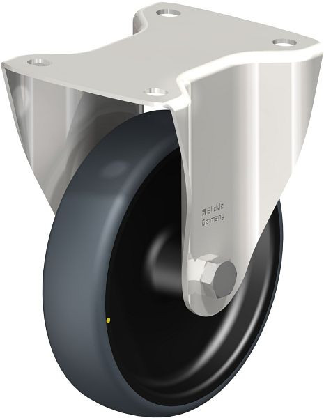 Blickle BX-TPA 160G-ELS Edelstahl-Bockrolle mit Anschraubplatte, Thermoplastisches Gummi-Elastomer, Grau, 853603
