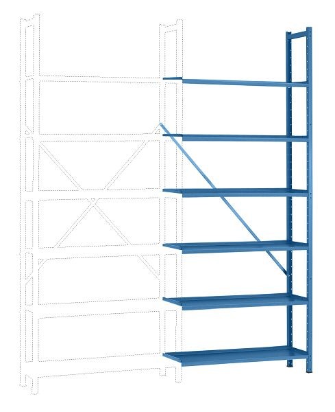 Manuflex Büro-Steck-Anbauregal mit 6 pulverbeschichteten Stahlböden, HxBxT = 2250 x 960 x 300 mm, lichtblau, RA3162.5012