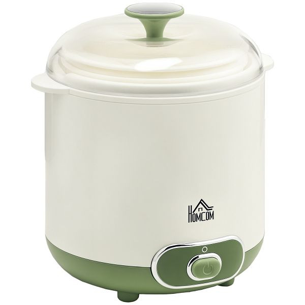 HOMCOM Joghurtbereiter, 1,5 L mit Sieb, Deckel, 20 W Joghurt-Maker für griechischen Joghurt, für 3–5 Personen, 19,5x17,5x21,4 cm, Weiß, 800-176V90WT