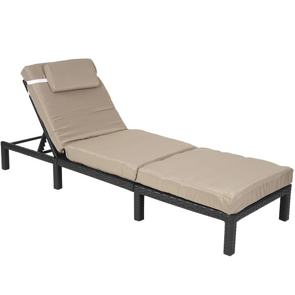 Mendler Poly-Rattan Sonnenliege HWC-A51, Relaxliege Gartenliege Liege, Premium anthrazit, Kissen creme, 59608