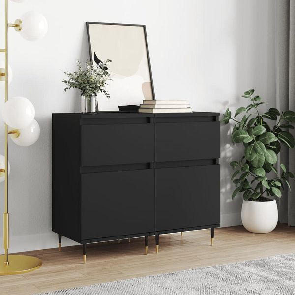 vidaXL Sideboards 2 Stück Schwarz 40x35x70 cm Holzwerkstoff, 831135