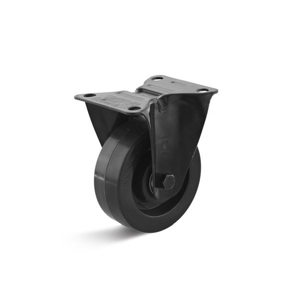 Torwegge Elastik-Vollgummi Bockrolle, Tragfähigkeit 150 kg, Rad-Ø 100 mm, Radbreite 36 mm, Bauhöhe Gehäuse 75 mm, Gesamtbauhöhe 125 mm, 0049121