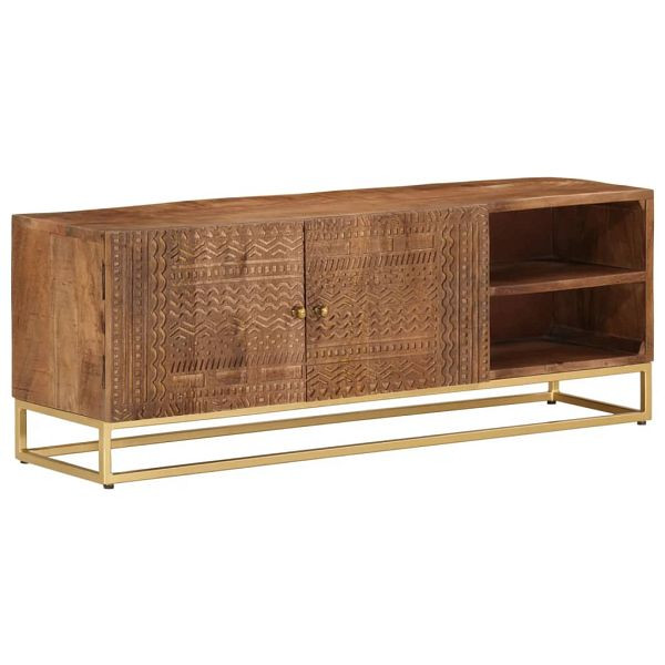 vidaXL TV-Schrank 110x30x40 cm Massivholz Mango und Eisen, 371996