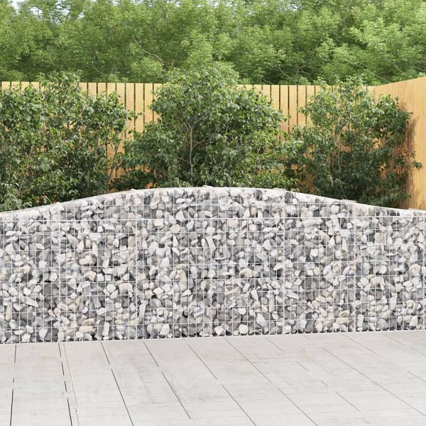 vidaXL Gabionen mit Hochbogen 3 Stück 400x30x80/100cm Verzinktes Eisen, 3145814