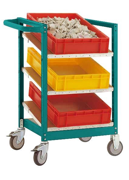 Manuflex Eurokastenwagen VARIMOBIL 250 kg mit Holzböden, HxBxT = 950 x 470 x 600 mm, wasserblau, TV3371.5021