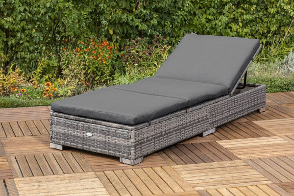 Merxx Multiliege, Kopf- und Fußteil mehrfach verstellbar, inkl. Auflage, grau, Stahlgestell mit Kunststoffgeflecht, 28260-267