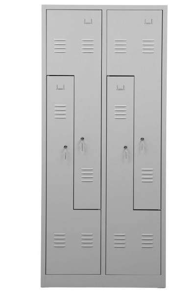 Gürkan Garderobenschrank, 50 x 80 x 180 cm, Lichtgrau, EU Zylinderschloss, Z Form Türen, WRZ/4.1880, 106567