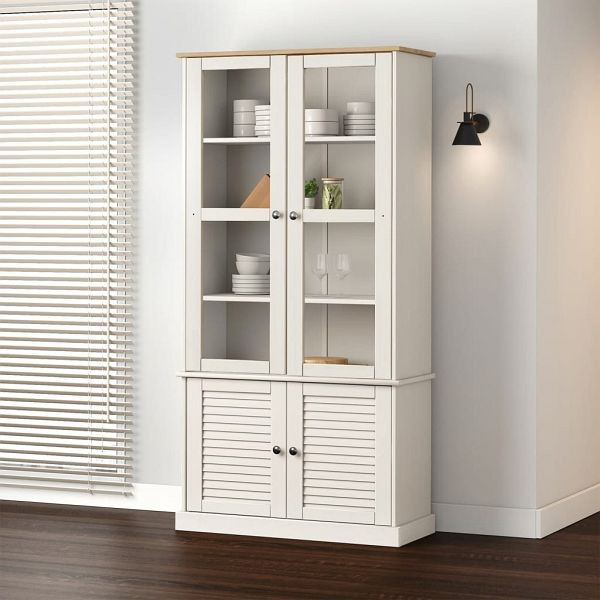 vidaXL Vitrine VIGO Weiß 85x35x170 cm Massivholz Kiefer, 353194