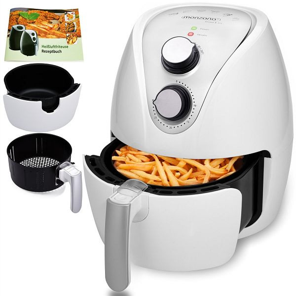 monzana Heißluftfritteuse 9in1 Weiß inkl Rezeptheft 1500W, 104344