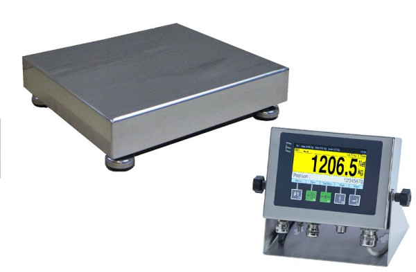 FLINTAB Tischwaage Edelstahl, 520 x 400 mm, 6/15/30kg 2/5/10g, mit IT1, geeicht, mit Ethernet-Anschlussmodul RJ45, PS6932-030.01-1300-523-ITXOPT251