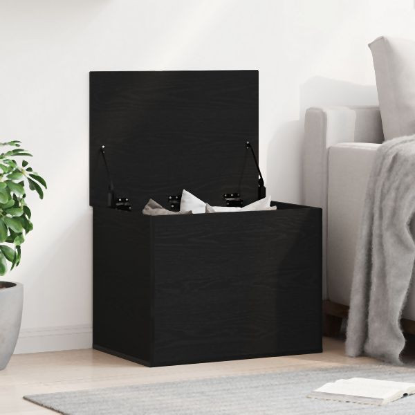 vidaXL Aufbewahrungsbox mit Deckel Schwarz Eiche 60x42x46 cm Ingenieurholz, 862290