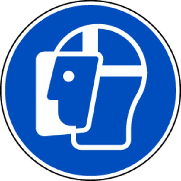 Schilder Klar Gebotszeichen Gesichtsschutz benutzen DIN EN ISO 7010-M013, 100 mm Folie selbstklebend, 1422/61