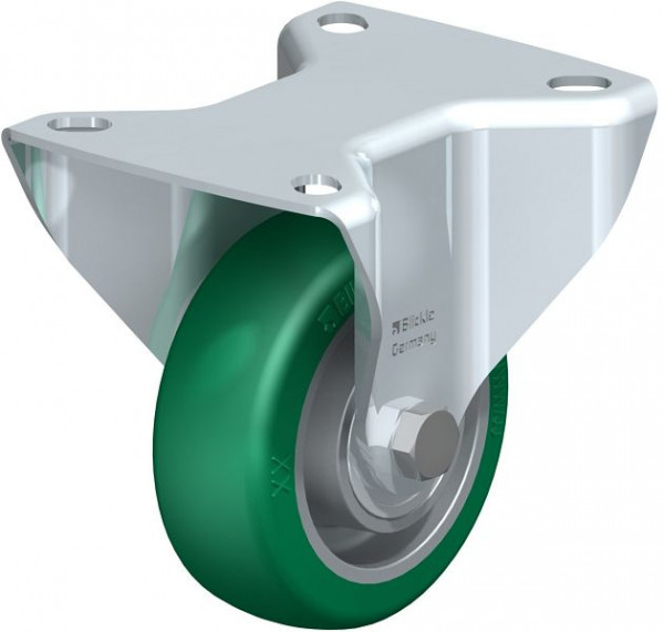 Blickle B-ALST 80K Stahlblech-Bockrolle, mittelschwere Ausführung, mit Anschraubplatte, Blickle Softhane®, Grün, 755955