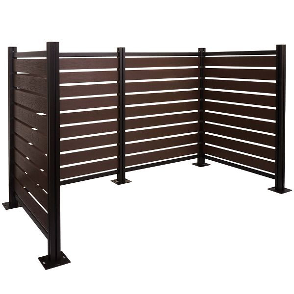 Mendler Alu Mülltonnen-Zaun HWC-K57, Mülltonnenverkleidung, Holzoptik erweiterbar 130x206x110cm, braun, 96946+3x96947