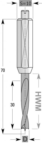 Edessö Dübelbohrer HWM S10, A: 5, B: 30, GL: 70 - RH, 142505001