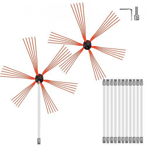 VEVOR Schornsteinbürste Nylon Kaminbürste Ofenrohrbürste 12 M Professionelle Armaturen Edelstahl mit flexiblen Nylonstangen, YCS12MJPST0000001V0