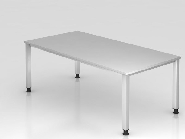 Hammerbacher Schreibtisch 4-Fuß eckig 200x100cm grau, Rechteckform, VQS2E/5/S