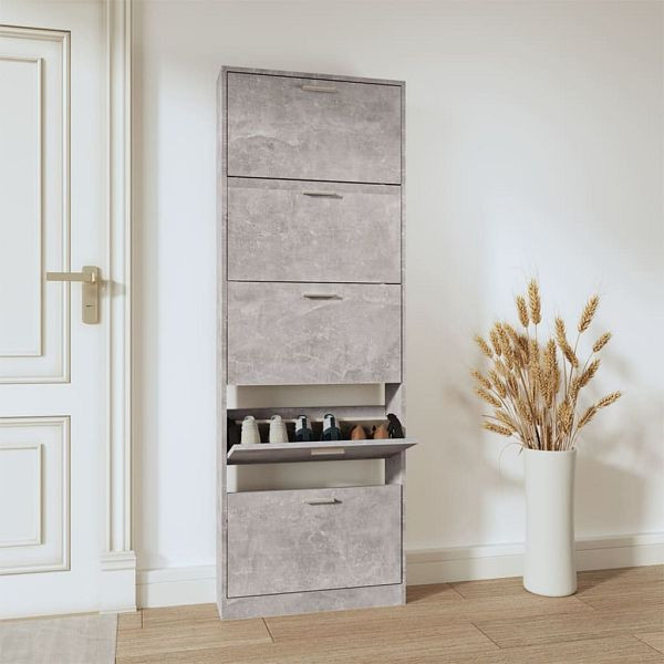 vidaXL Schuhschrank Betongrau 59x17x169 cm Holzwerkstoff, 342513