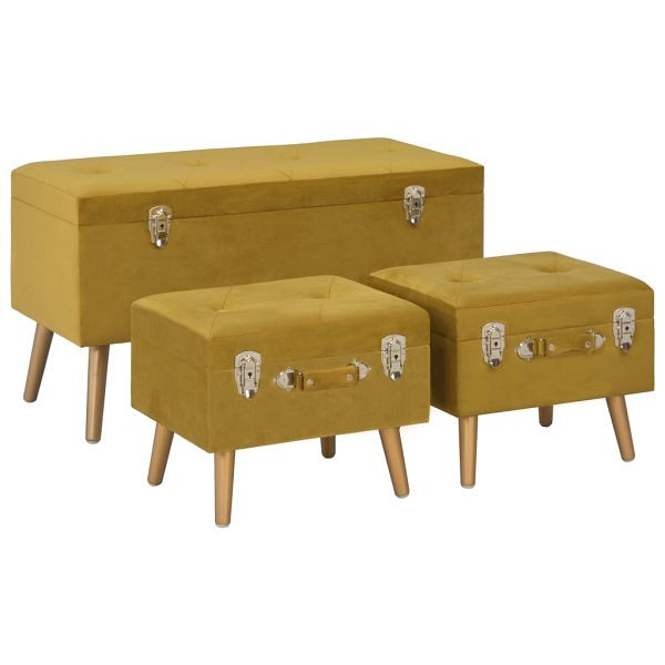 vidaXL Hocker mit Stauraum 3 Stück Senfgelb Samt, 329255