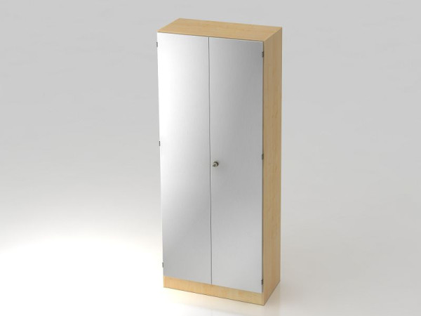 Hammerbacher Schrank 5OH mit Sockelblende Streifengriff Ahorn/Silber, 80x42x200,4 cm (BxTxH), V6100/3/S/SG