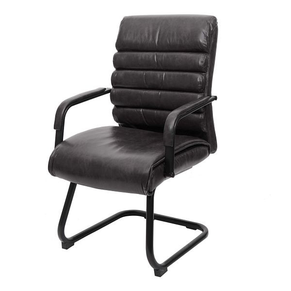 Mendler Konferenzstuhl HWC-H31, Esszimmerstuhl Freischwinger Küchenstuhl, Vintage Wildleder-Optik Metall, Kunstleder schwarz, 72841