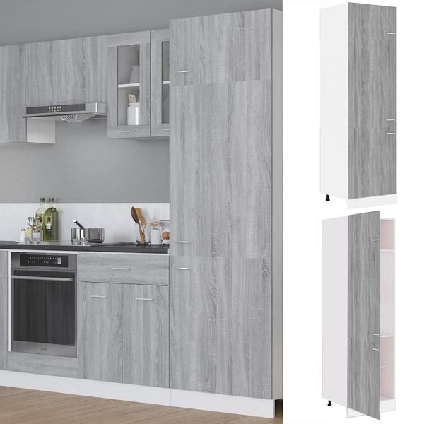 vidaXL Kühlumbauschrank Grau Sonoma 60x57x207 cm Holzwerkstoff, 815601