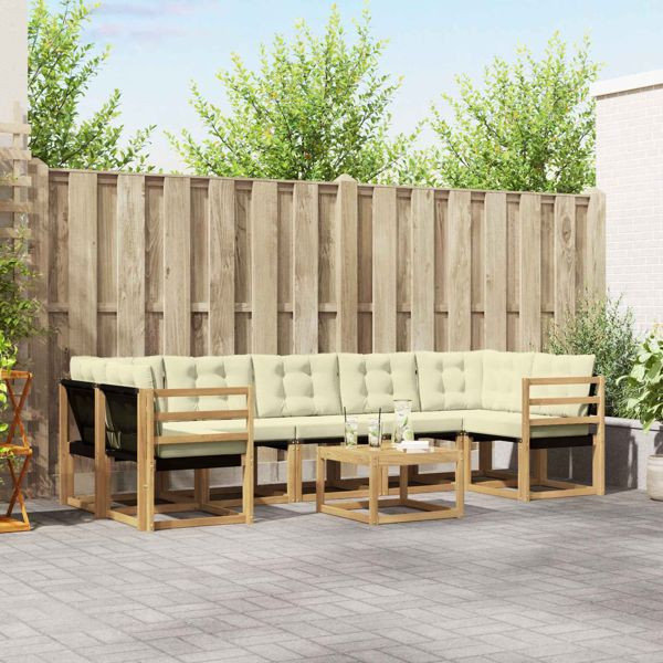 vidaXL Outdoor-Sofagarnitur mit Kissen 8-teilig Weiß und Creme, 3389296