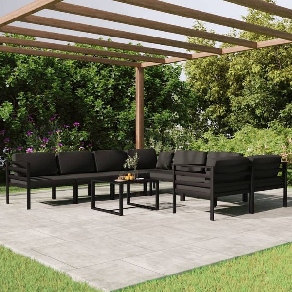 vidaXL 9-teilig Garten-Lounge-Set mit Kissen Aluminium Anthrazit, 3107821