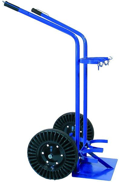 SINOtec Flaschenwagen für 2x40-50l Stahlflaschen blau, Vollgummireifen, 10002525