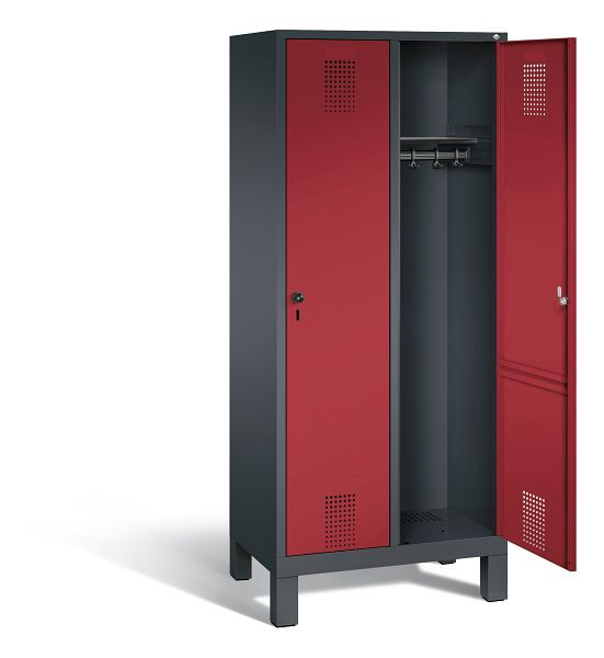 C+P Garderobenschrank Evolo, H1850xB810xT500mm, Farbe: Schwarzgrau / Rubinrot, 48010-22 S10126