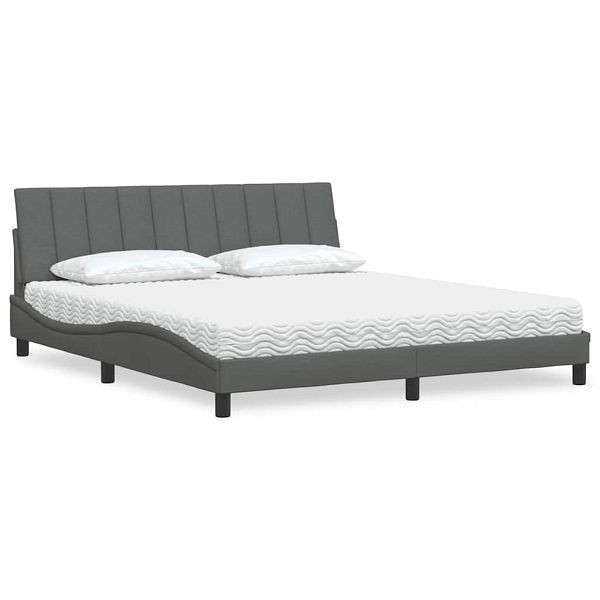 vidaXL Bett mit Matratze Dunkelgrau 180x200 cm Stoff, 3310546