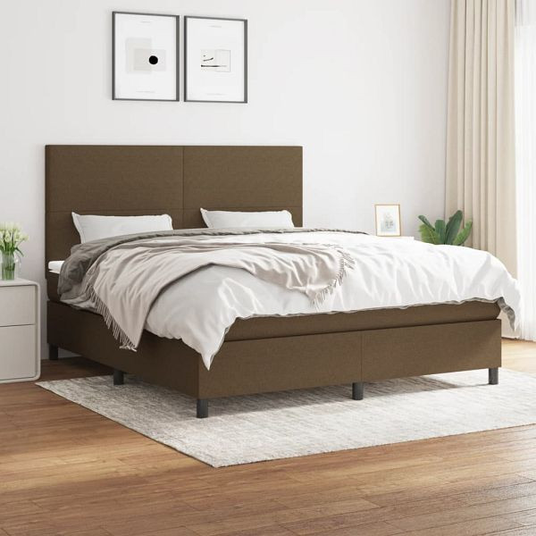 vidaXL Boxspringbett mit Matratze Dunkelbraun 160x200 cm Stoff, 3141628