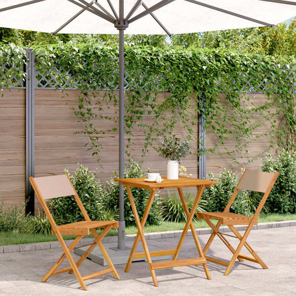 vidaXL 3-tlg. Bistro-Set Taupe Stoff und Massivholz, 3281762
