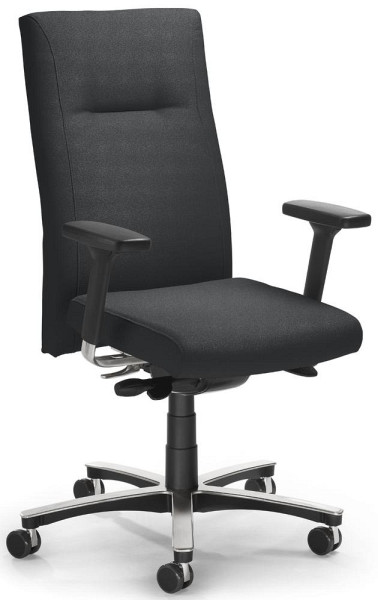 Deskin XXL-Bürostuhl VIANO XXL mit Armlehnen, Schwarz, 710 x 710 x 1100 mm, Gestell: Aluminium poliert, Stoff, 347426