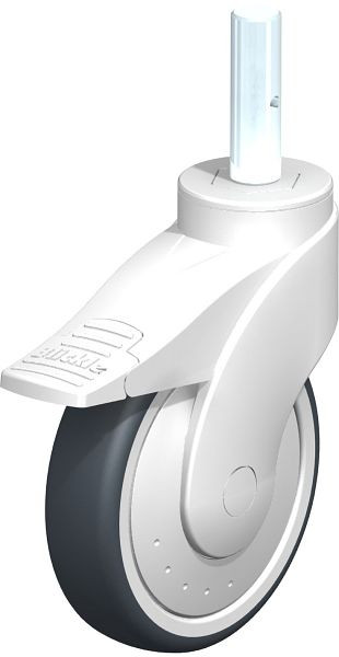 Blickle LWK-TPA 126K-FI-FK-ZA51 Kunststoff-Lenkrolle WAVE mit Zapfen & Feststeller, Thermoplastisches Gummi-Elastomer, Grau, 742411
