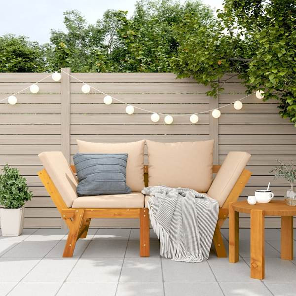 vidaXL Gartenbank mit Kissen 2-in-1 Massivholz Akazie, 367581