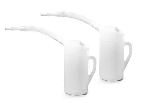 DENIOS Messkanne aus Polyethylen (PE), 3,0 Liter, flexibler Auslauf, skaliert, VE: 2 Stück, 255918