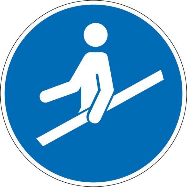 Eichner Gebotsschild "Handlauf benutzen", O 20 cm, PVC-Folie, selbstklebend für Innen- und Außenbereiche, 9225-11080-020