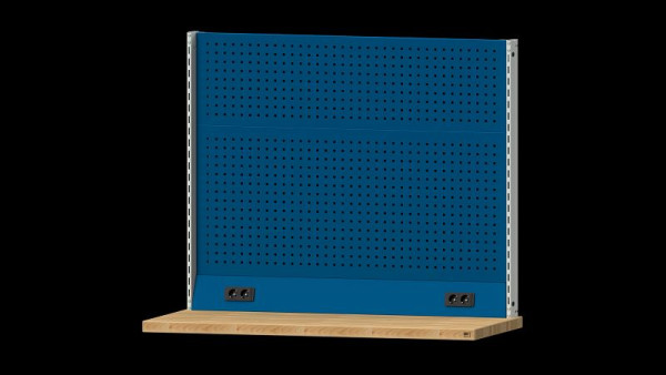 ANKE Werkbänke Grundaufbau Systemaufbau, 1480 x 107 x 1200 mm, RAL 7035/5010, Doppelsteckdose, 340.356